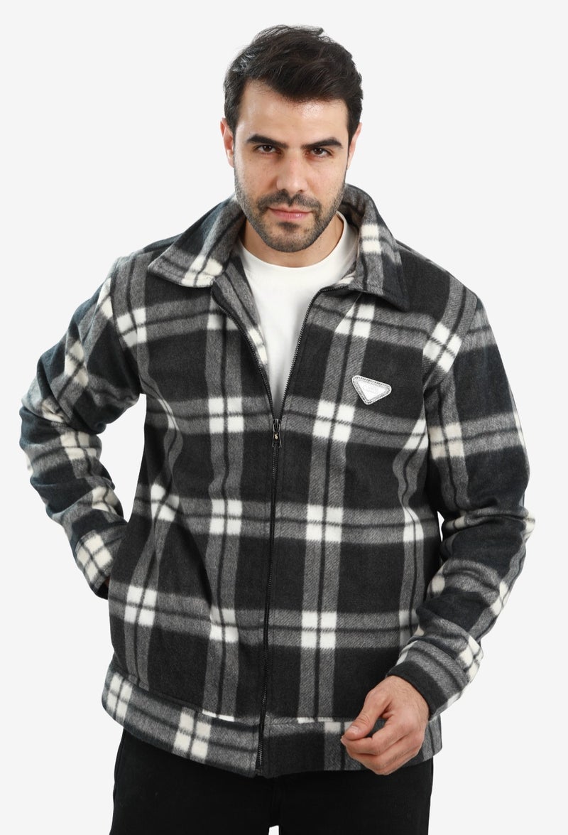WHITE RABBIT Men’s Plaid Wool Blend Zip Jacket - Image 1